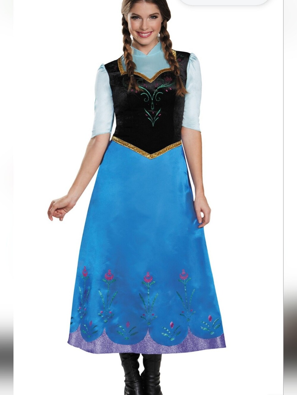 Disney Blue and Black Princess Anna Costume Dress Size L (12-14)